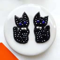 Crunchy Fashion Pastel Kitty Artificial Stones Studded And Beaded Quirky Drop Earrings-image-23