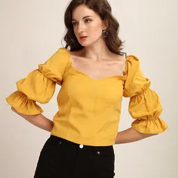 CORSICA Sweetheart Neck Bell Sleeve Top-52