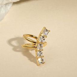 Cierra 18KT Gold Plated Zircon Studded Clacher Shaped Ear Cuff-image-37