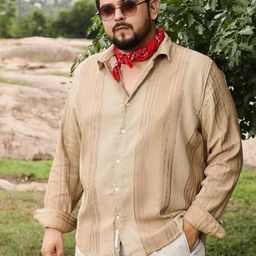 Instafab Plus Men Plus Size Comfort Fit Vertical Striped Spread Collar Cotton Casual Shirt-picture-33