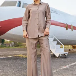 VIBE VISION Long Sleeves Pure Silk Shirt With Trouser-image-56