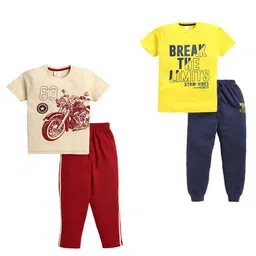 Todd N Teen Boys Pack Of 2 Printed Pure Cotton T-Shirts With Joggers-image-34