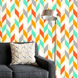 ArtzFolio Printed UV-Resistant Anti-Bacterial Colorful Zig Zag Peel & Stick Wallpaper-35