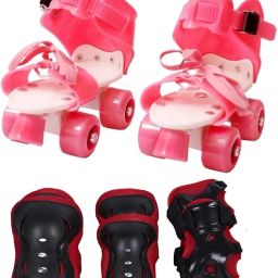 NEW-pink skate with knee Elbow black In-line Skates - Size 18 CM -23 CM UK-image-49