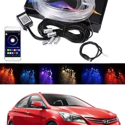 RGB App LED Car Atmosphere Interior Light With Optic Fibre Cable, EL Neon Strip Lamp With Bluetooth App Control Car Fancy Lights Universal For Verna 2015 All Models Car Fancy Lights-image-92