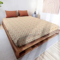 mayfair homes london Rust Traditional 144 TC Cotton King Sized Double Bedsheet with 2 Pillow Covers Rushmoor SS23 Collection-picture-49
