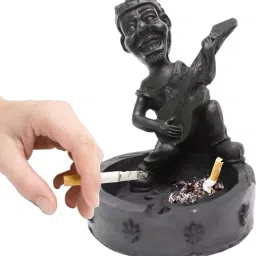 Guitarist Ash Tray for Home Decor | Black Polyresin Ashtray |showpiece for home Black Polyresin Ashtray-17