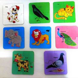 Wooden Multi-Color 8 SET OF ANIMAL PUZZLE CARDS for Kids-image-5