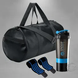 20 L Gym Duffel Bag - Best Quality Duffel Bag&Shaker Bottle With Wrist Band for Gym Workout Men&Women. - Blue, Black-image-94