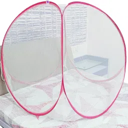 Polyester Kids Washable Baby Mosquito Net Polyester Foldable for Baby White Color and Pink Border Mosquito Net-picture-9