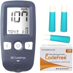 Codefree Blood Glucose testing monitor machine with 100 Strips & Safety Lancet - Glucometer-22