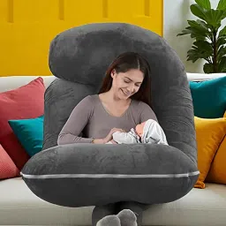 J Shaped Microfibre Solid Pregnancy Pillow Pack of 1-image-70