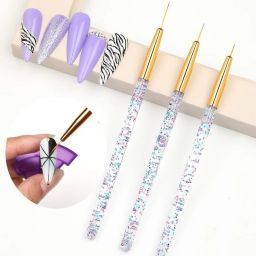 3pcs Nail Art UV Gel Polish Painting Brushes Drawing Detailing Brush Golden-image-41