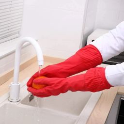 Long Elbow Length Grey Working Painting Gardening Pet Care Reusable Household G3 Rubber Safety Gloves-image-10