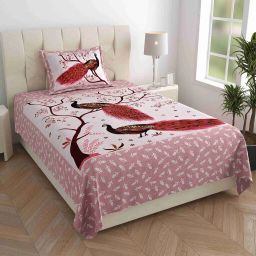 144 TC Cotton Single Jaipuri Prints Flat Bedsheet-image-50