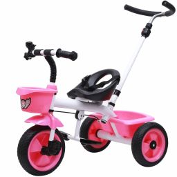 Metal Tricycle with Parent Push Handle (Pink) JR525 Tricycle-image-8