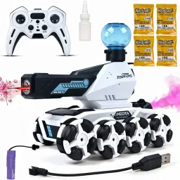 Remote Control Battle Tank with Water Spray, LED Lights, 8-Wheel Drive, White-image-97