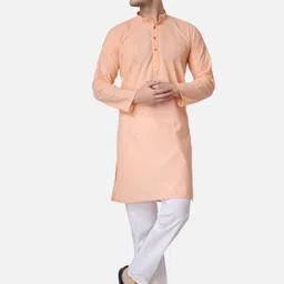 ROYAL KURTA Embroidered Chikankari Pure Cotton Kurta with Pyjamas-image-10