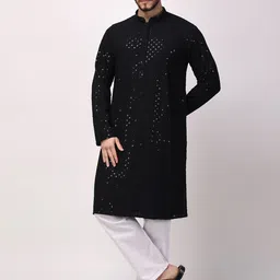 ROYAL KURTA Floral Embroidered Sequined Kurta with Churidar-image-104