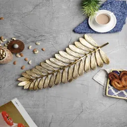 purestory Palm Leaf Gold Aluminium Appetizer Platter-picture-23