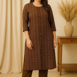 houseofcommon Women Cotton Blend Kurta Pant Set-picture-37