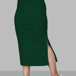 Women Solid Pencil Dark Green Skirt-image-83