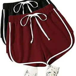 Pack of 2 Solid Women Multicolor Basic Shorts-image-1