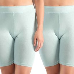 shapyfit Pack of 2 Solid Women Green Cycling Shorts-picture-1