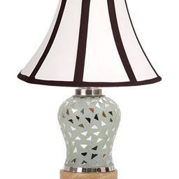 Aura White & Black Frustum Shaped Wooden Table Lamp-8