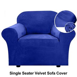 Myntra Elegant Homes Blue Solid Velvet 1 Piece Sofa Cover With Arms-image-29