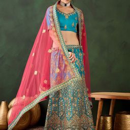 Maroosh Embroidered Semi-Stitched Lehenga & Unstitched Blouse With Dupatta-image-16