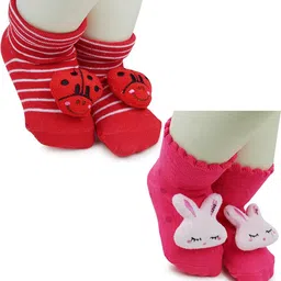 NESKA MODA Kids-Unisex Set Of 2 Ankle Length Cotton Socks-86