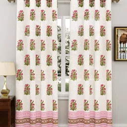 Myntra Elegant Homes Pink & White Set of 2 Ethnic Motifs Door Curtain-image-33