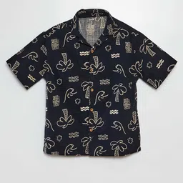 KIABI Boys Conversational Printed Cuban Collar Cotton Casual Shirt-image-12