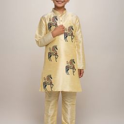 DEVOILER Boys Ethnic Motifs Printed Mandarin Collar Straight Kurta-image-51
