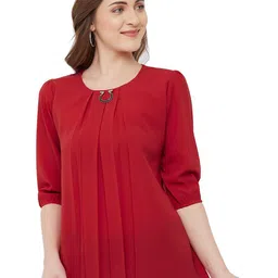 G0-4 IT Women Solid Puff Sleeve Regular Synthetic Chiffon Top-picture-32