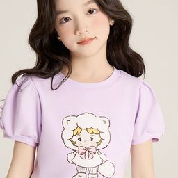 LULU & SKY Girls Printed Raw Edge T-shirt-image-39