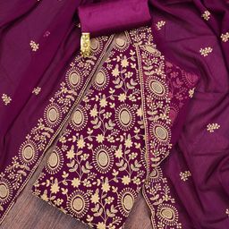 SAINOOR Embroidered Silk Georgette Unstitched Dress Material-image-60