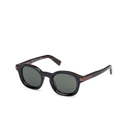 Ermenegildo Zegna Men Green Lens & Black Round Sunglasses with UV Protected Lens-image-12