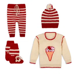Hipposippo Kids Self Design Round Neck Sweater With Jogger & Cap-8