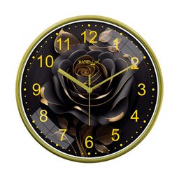 RANDOM Black & Green Printed Traditional Round Shaped Wall Clock-31