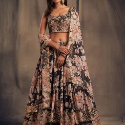 DIVASTRI Embellished Sequinned Semi-Stitched Lehenga & Unstitched Blouse With Dupatta image 2