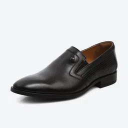 Monte Carlo Men Textured Genuine Leather Formal Slip-Ons-image-37