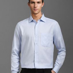 Louis Philippe Men Classic Spread Collar Textured Cotton Formal Shirt-image-59