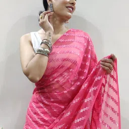 Anouk Rustic Striped Poly Georgette Saree image 4