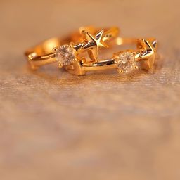 JIYANSHI FASHION Rose Gold-Plated Artificial Stones Studded Circular Shaped Hoop Earrings-38