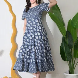 DECKEDUP Floral Print Fit & Flare Maxi Dress-picture-48
