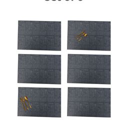 MARKET99 Grey 6 Pieces Textured Table Placemats-4