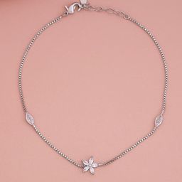 Kushal's Fashion Jewellery Rhodium Plated Zircon Studded Anklet-23