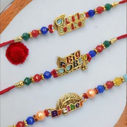 MEIRA JEWELLERY 5-Pcs Rakhi With Roli Chawal & Greeting Card-image-49